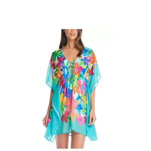 BLEU BY ROD BEATTIE Away We Go Floral Cover-Up Caftan  Women’s Large 🌺✨